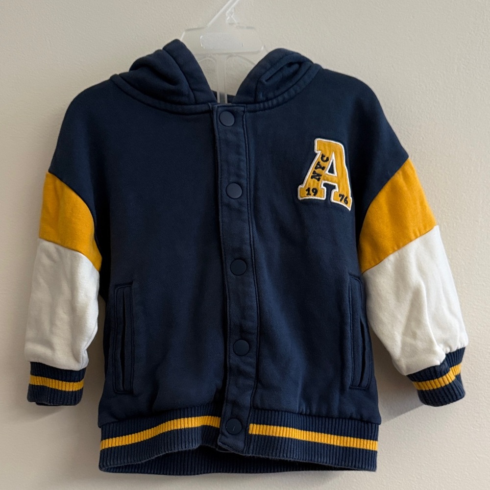 Kids Navy and Yellow Hooded Jacket